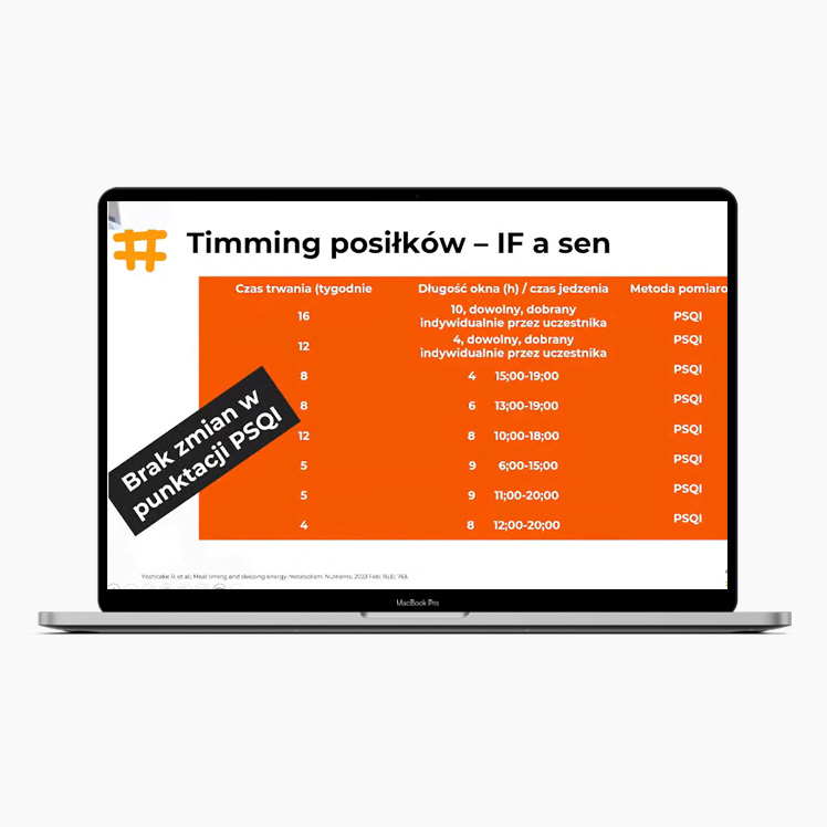 Fragment webinaru Dieta i suplementacja dla efektywnego snu o timingu posiłków